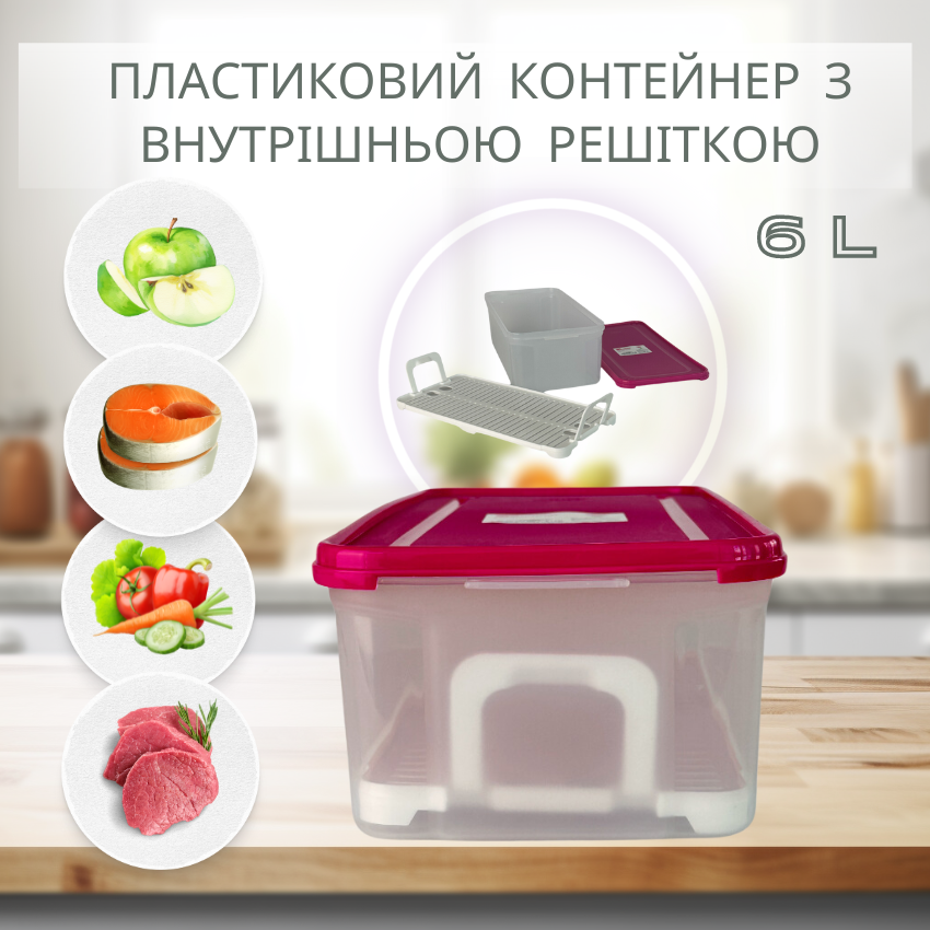 Контейнер пластиковий на два горизонтальних відділення 6л
