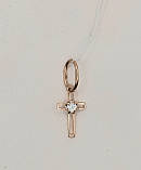 Хрест з цирконієм та розп'яттям в червоному золоті, фото 2