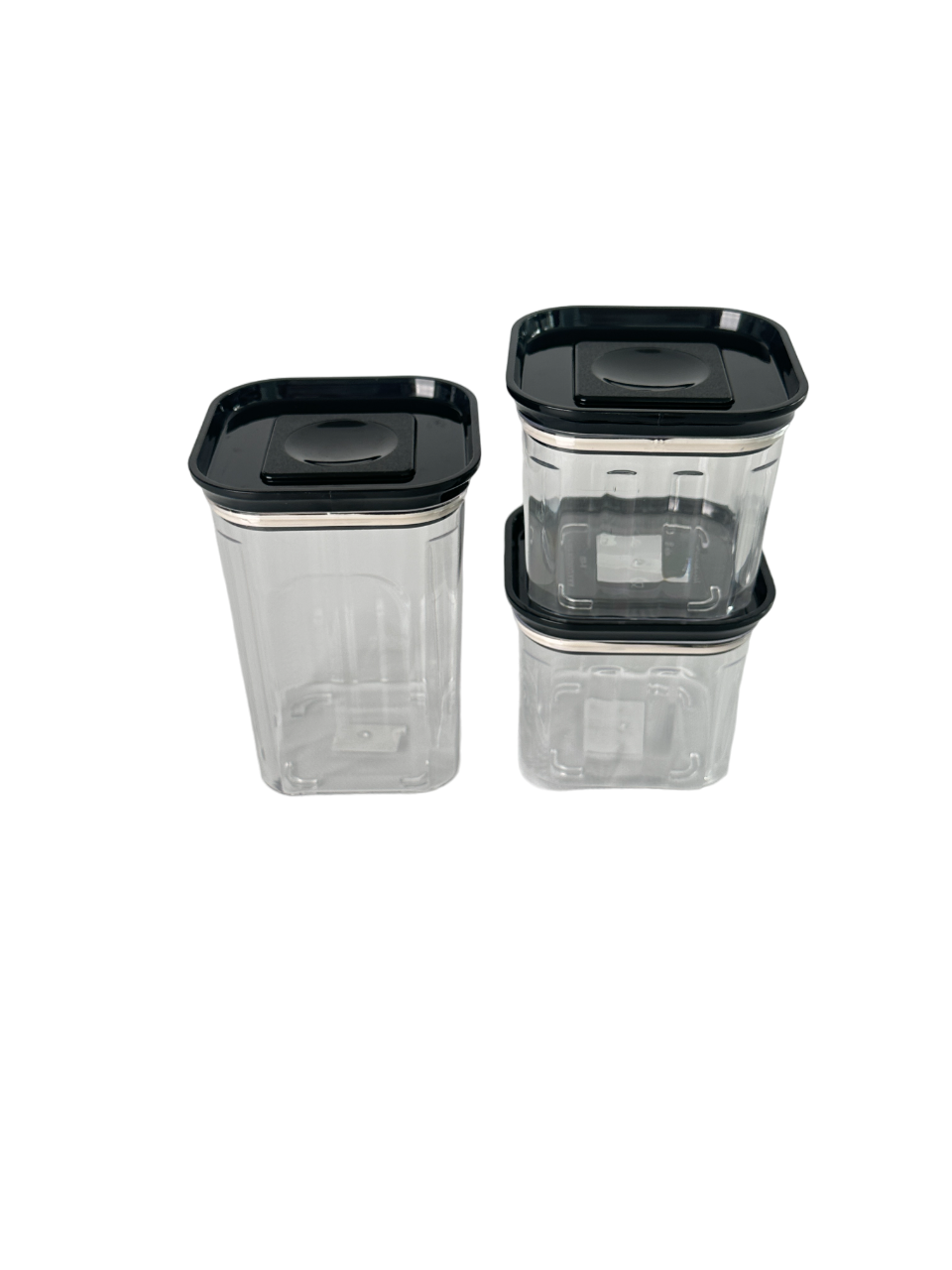 Набір акрилових контейнерів Smart 3шт з кришкою чорного кольору (0,5л + 0,5л + 1л), фото 1