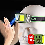 Ліхтарик налобний MULTIFUNCTIONAL YM-T618-LED+COB, Motion Sensor, Li-Ion акумулятор, запальничка, ЗУ Type-C, фото 3