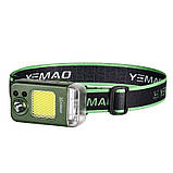 Ліхтарик налобний MULTIFUNCTIONAL YM-T618-LED+COB, Motion Sensor, Li-Ion акумулятор, запальничка, ЗУ Type-C, фото 4