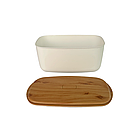 Хлібниця біла з бамбуковою кришкою 23х42х21см, фото 4