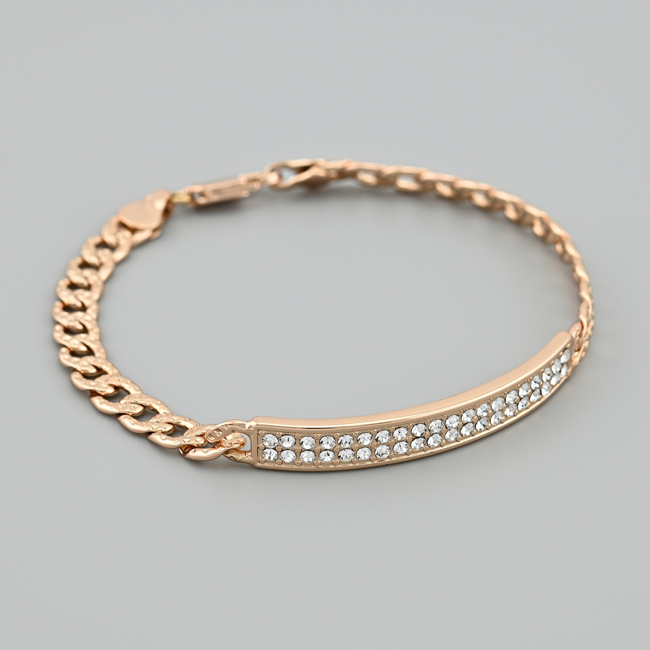 Браслет 48359 ширина 7 мм білі фіаніти позолота 18К довжина 20, фото 1