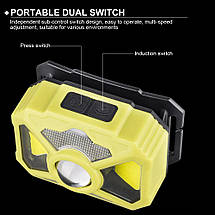 Ліхтар налобний 2323-P50+SMD+COB(white+red), Motion Sensor, Li-Ion акумулятор, ЗУ Type-C, фото 5