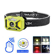 Ліхтар налобний 2323-P50+SMD+COB(white+red), Motion Sensor, Li-Ion акумулятор, ЗУ Type-C, фото 3