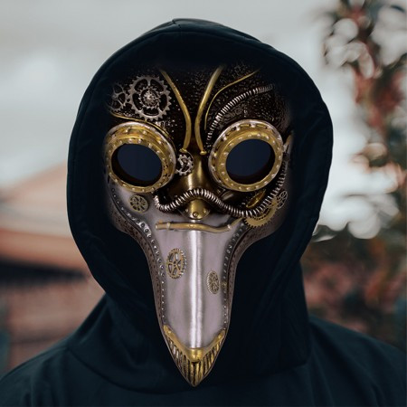 Маска Чумний Доктор стимпанк ABC (золота зі срібним)
