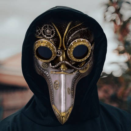 Маска Чумний Доктор стимпанк ABC (золота зі срібним), фото 1