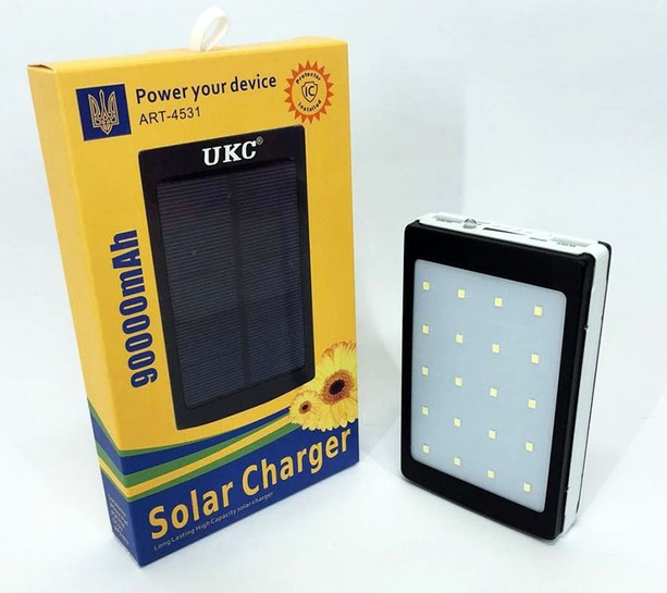 Портативний зарядний пристрій UKC Power Bank Solar на сонячній батареї 9000 mAh