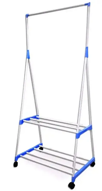 Двоярусна пересувна підлогова вішалка для одягу Clothes Rack Multifunction, фото 1