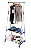 Двоярусна пересувна підлогова вішалка для одягу Clothes Rack Multifunction, фото 5