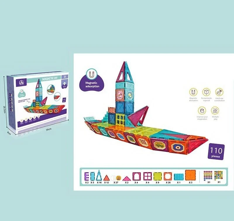Магнітний конструктор Magnetic Човен на 110 деталей, фото 1
