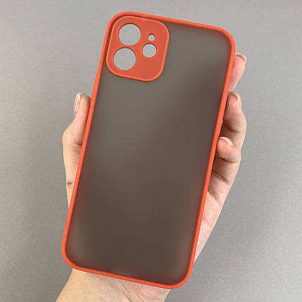 Чохол для Apple iPhone 12 чохол із захистом для камери з кольоровими кнопками на телефон айфон 12 червоний tcb, фото 1