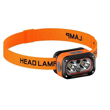 Ліхтар налобний G08-2XPG(white+yellow)+LED(red), Motion Sensor, ЗУ Type-C, фото 1