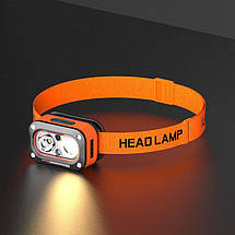 Ліхтар налобний G08-2XPG(white+yellow)+LED(red), Motion Sensor, ЗУ Type-C, фото 5