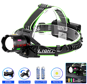 Ліхтар налобний PLD-903-TG, night vision fluorescence, 1 режим, ЗУ Type-C, zoom, фото 3