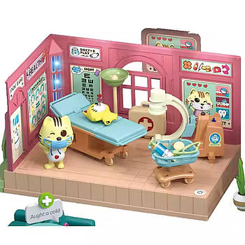 Набір ляльковий Кабінет лікаря (підсвічування, мелодії, фігурки, аксесуари, меблі) HY 109 C1