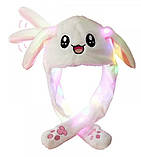 Шапка зайчик світна з рухомими рухомими вушками, що підіймаються, новодна шапка заєць, фото 2