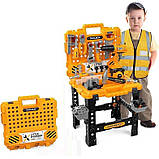 Дитячий ігровий набір інструментів 2в1 у валізі для хлопчика з шуруповертом та інструментами 98 елементів, фото 2