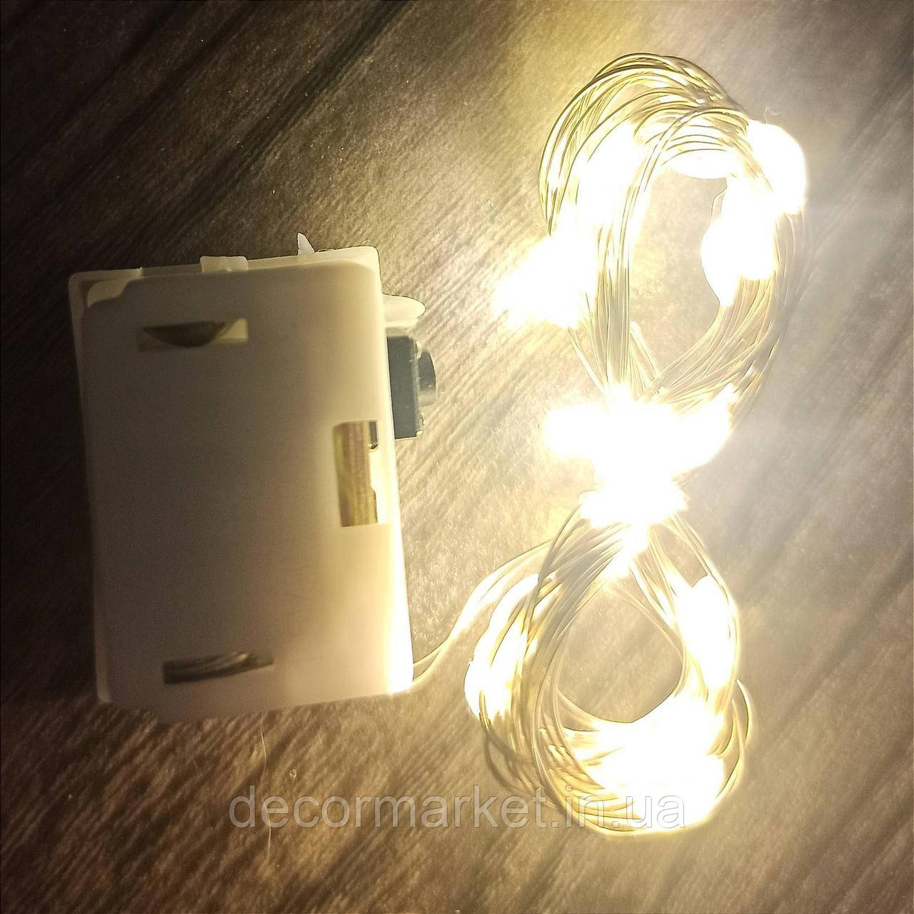 Гірлянда LED жовта "РОСА 2 м на батарейках корок, фото 1