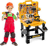 Дитячий ігровий набір інструментів 2в1 у валізі для хлопчика з шуруповертом та інструментами 98 елементів, фото 4