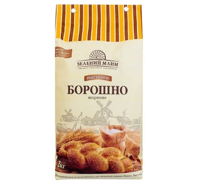 Борошно пшеничне жорновий тонкого помелу Зелений Млин 2 кг