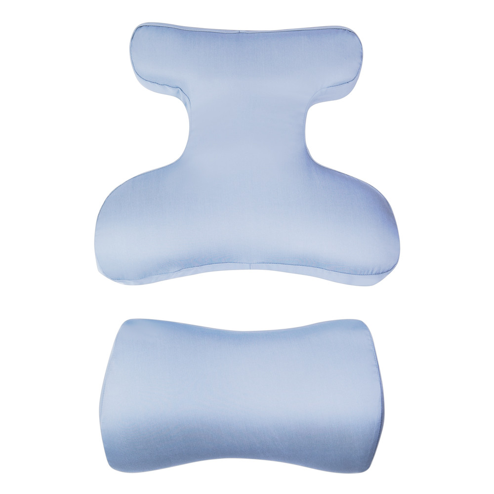 Комплект BEAUTY SET - ортопедичні подушки для сну на животі (Face Pillow №1 & Roller Pillow №2) тенсел блакитний