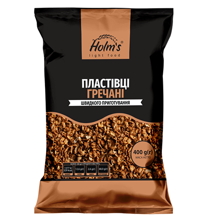

Пластівці гречані ТМ «Holm’s» – поліпропіленова упаковка 400 г