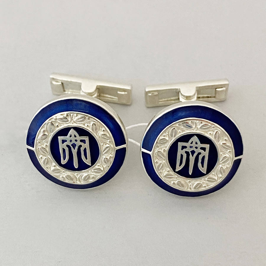 

Серебряные запонки с эмалью Трезубец БР-6100044/1
