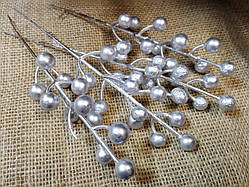 Гілочка  - ягоди срібло 20см. Некондиція!