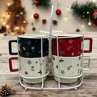 Набір чашок NY X-MAS 4шт 350мл LED, фото 3