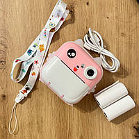 Дитячий фотоапарат-принтер рожевий кольоровий екран ігри відеозапис чорно-білий друк (C64270), фото 3