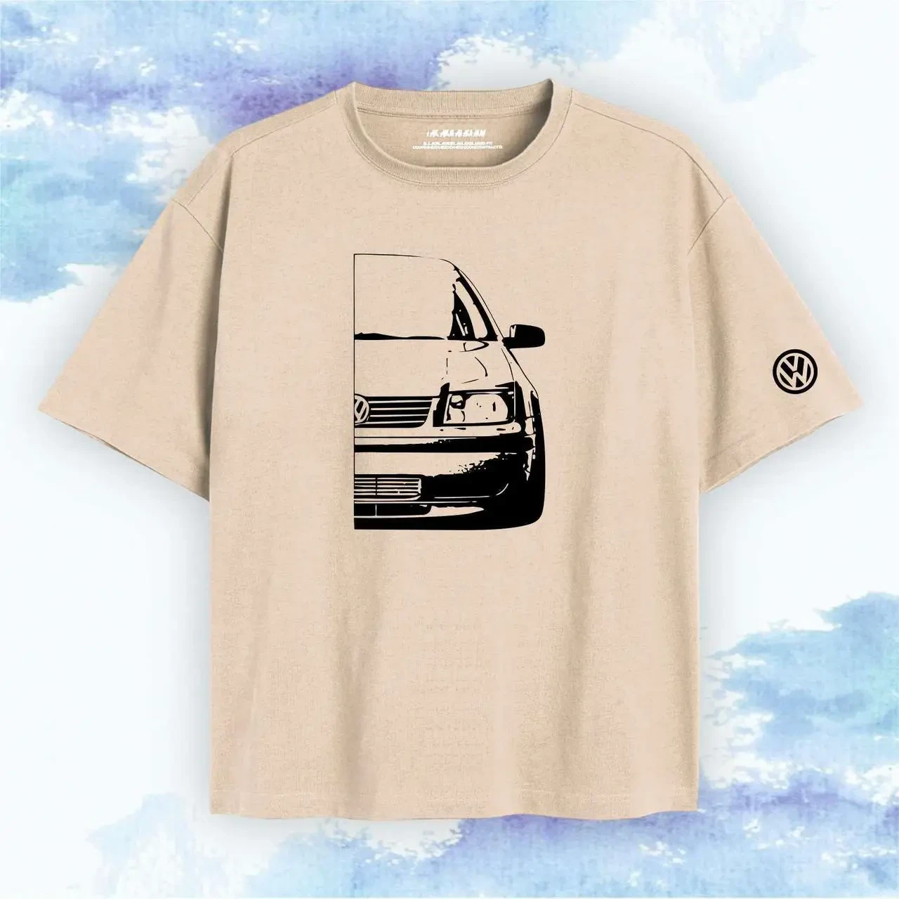 Футболка з принтом "Volkswagen" Половина Бежева РОЗМІР ХЛ, фото 1