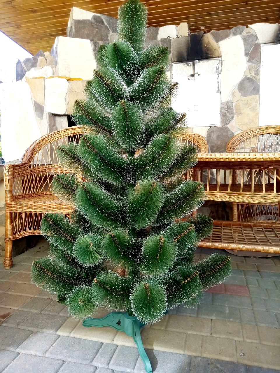 Сосна штучна зелена 1.5 м Білі кінчики, фото 1