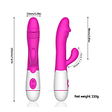 Стильний вібратор подвійної стимуляції, Стимулятор вагінальний з відростком для клітора, Інтимні іграшки, фото 2