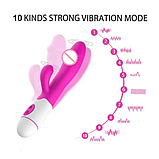 Стильний вібратор подвійної стимуляції, Стимулятор вагінальний з відростком для клітора, Інтимні іграшки, фото 3