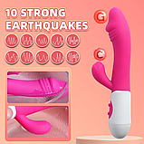 Стильний вібратор подвійної стимуляції, Стимулятор вагінальний з відростком для клітора, Інтимні іграшки, фото 6