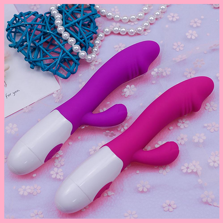 Стильний вібратор подвійної стимуляції, Стимулятор вагінальний з відростком для клітора, Інтимні іграшки, фото 1