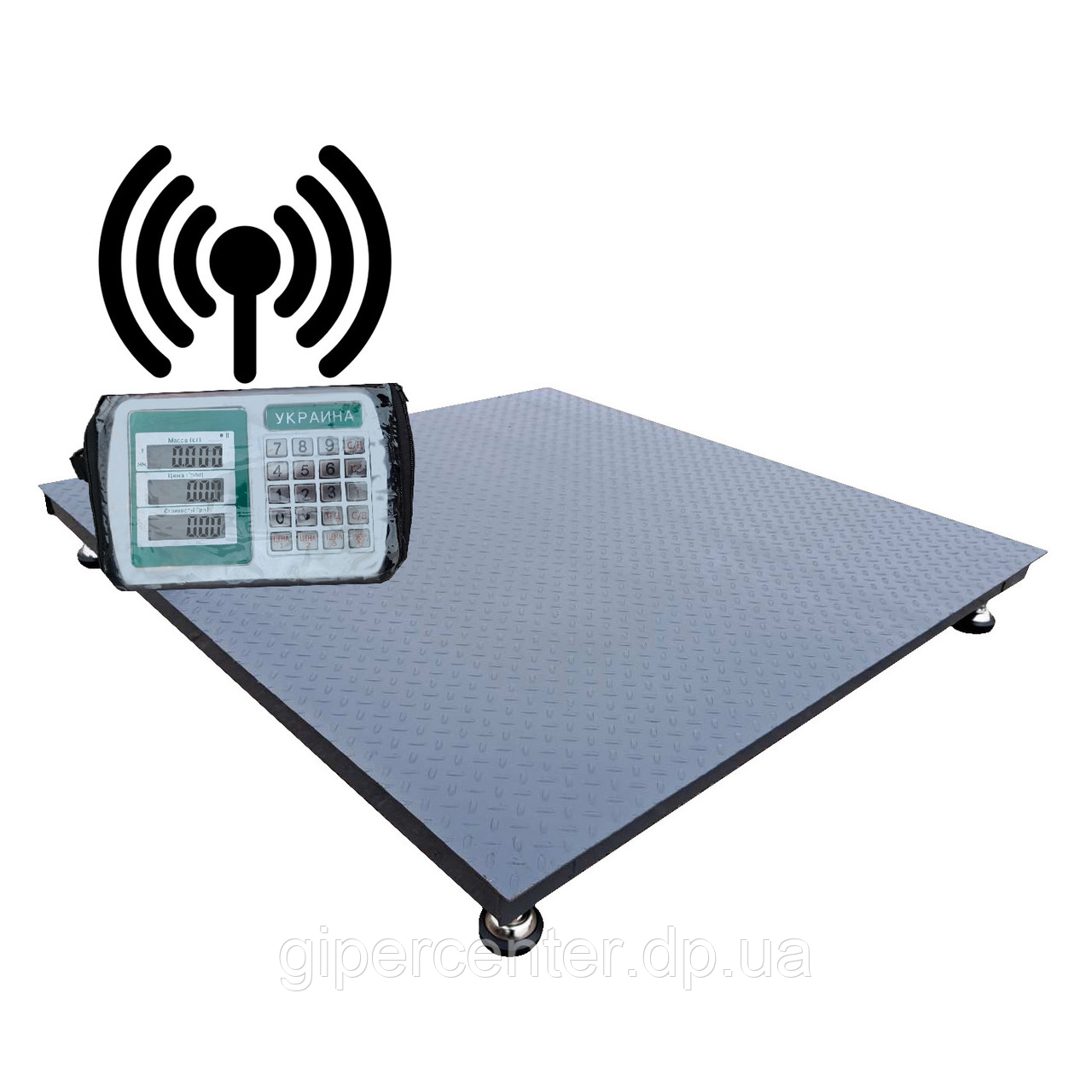 Платформні бездротові ваги на 300 кг (800х800 мм) калькулятор, серія «Економ», фото 1