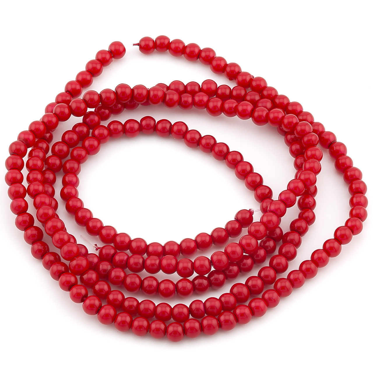 Намистини скло під перли 3 мм Куля нитка 62 см 55 Червоний, фото 1