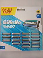 Касети чоловічі для гоління Gillette Mach 3 Sport 17 шт. (Лезвія катриджі Жилетт Мак 3 старт Оригінал)