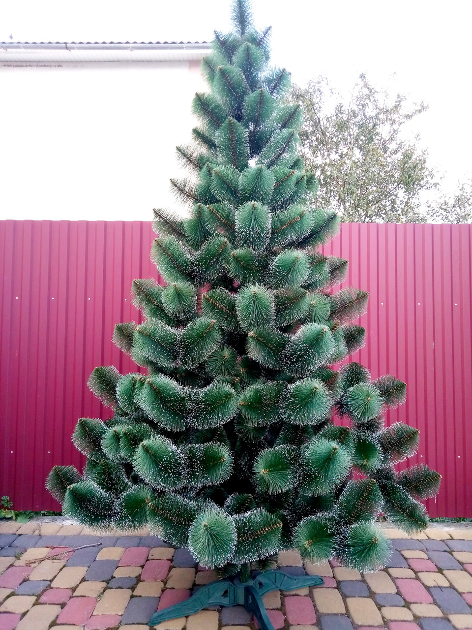 Сосна штучна зелена 2.1 м Білі кінчики, фото 1