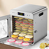 Дегідратор сушіння фруктів овочів 400 Вт з 10 секціями з нержавійки для приготування сухофруктів та овочевих чипсів у домашніх, фото 3