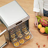 Дегідратор сушіння фруктів овочів 400 Вт з 10 секціями з нержавійки для приготування сухофруктів та овочевих чипсів у домашніх, фото 4