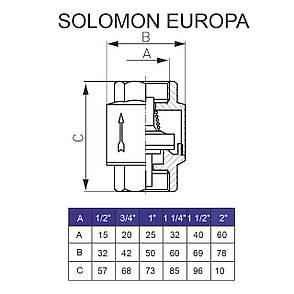 Клапан зворотного ходу води SOLOMON 1 1/4 ⁇ EUROPA 6026 лат. шток, фото 4