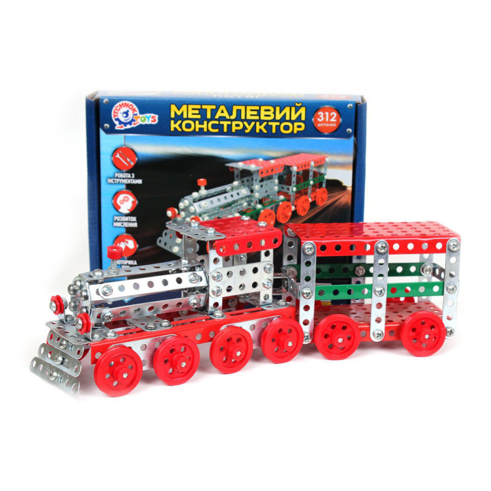 Металевий конструктор Поїзд ТехноК 4814TXK, 312 деталей, фото 1