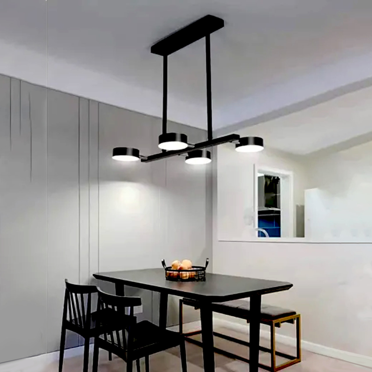 Підвісна подовжена Led-люстра у чорному кольорі VALESO G3850-4, фото 1