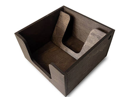 Підставка для серветок з кришкою-притиском, 15х15х8 см, коричнева, фото 2