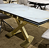 Стіл білий із золотом сучасний розкладний 132(187)х79х77 Дурук, фото 6
