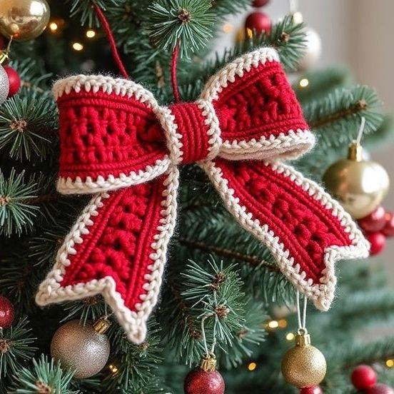 В'язаний бант на ялинку