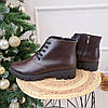 Черевики жіночі коричневі шкіряні на шнурівці, потовщена підошва, фото 4